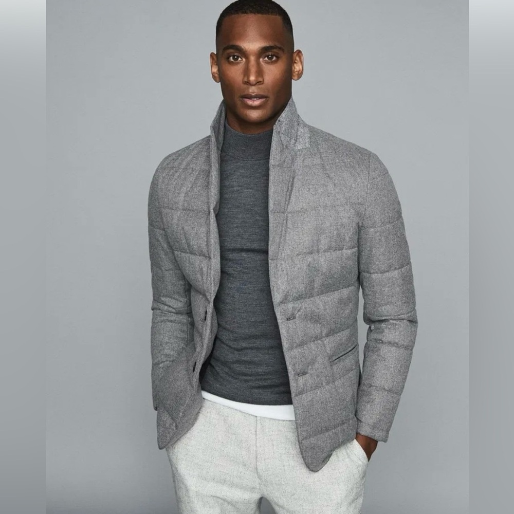 Reiss Kadir Quilted Jacket in Grey Size Small